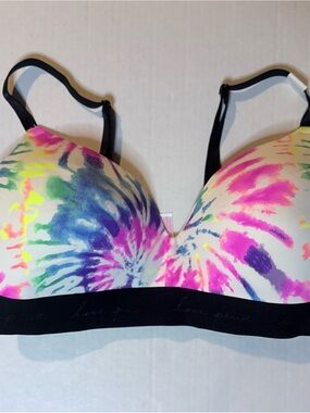 PINK Victoria's Secret Tie-Dye Lightly Padded Bra - Multicolor with Black Band